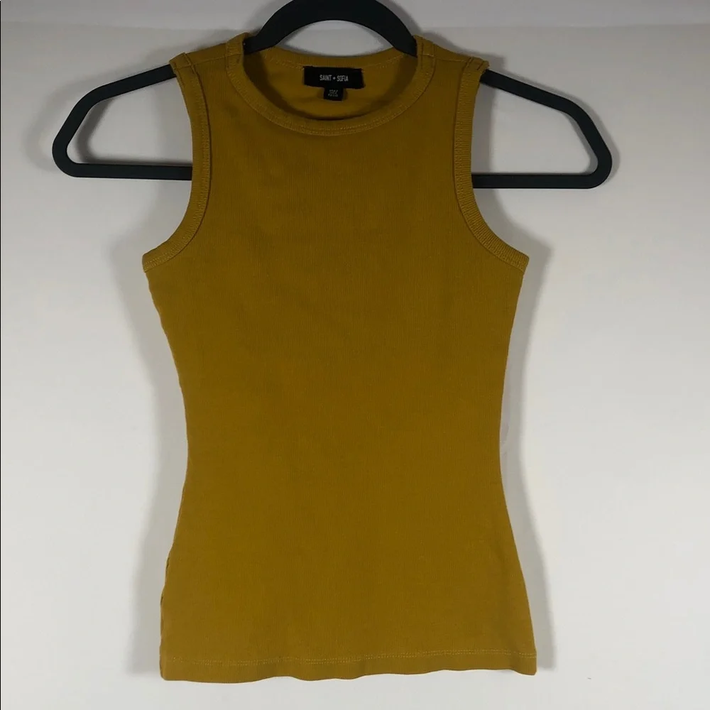 Saint + Sofia Yellow Ribbed Tank Top - Picture 5 of 6
